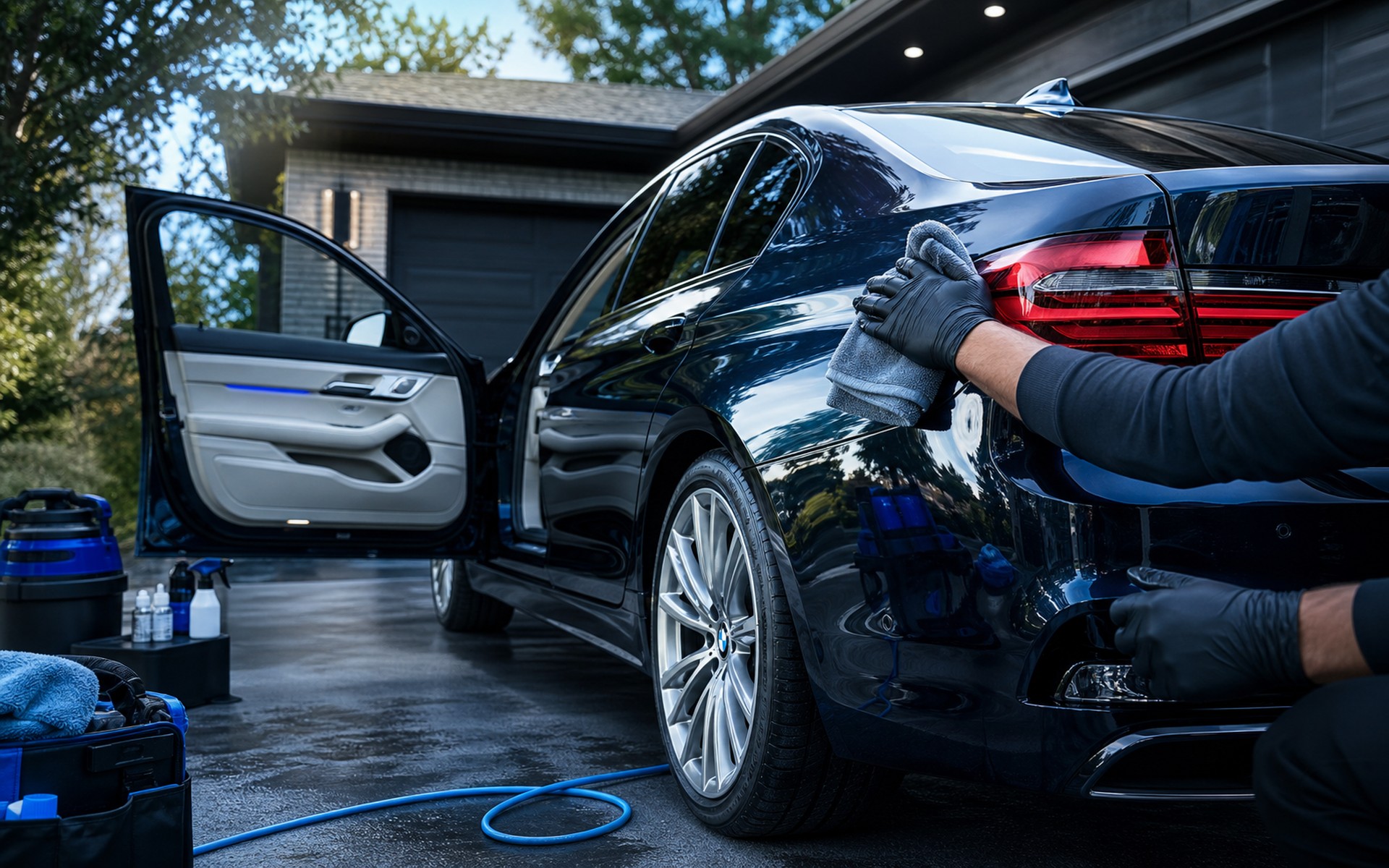 Mobile vehicle detailing in a Southwest Florida driveway